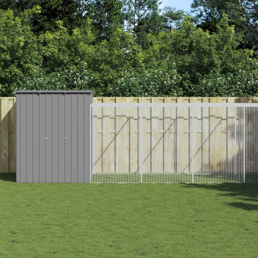 NNEVL Chicken Cage with Run Light Grey 165x659x181 cm Galvanised Steel-0