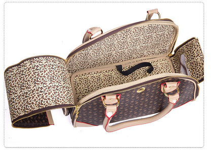 NNEDSZ Portable Pet Travel Bag - Anti-Crush Dog Carrier for Outdoor Trips (L-42x29x18cm, Coffee Color)-1